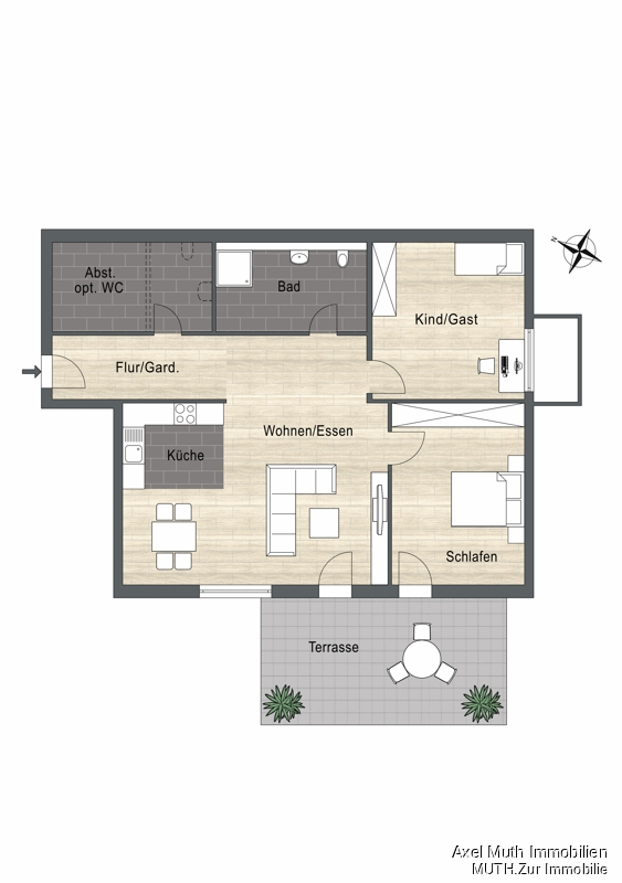 Die GERÄUMIGE im 1. Gartengeschoss