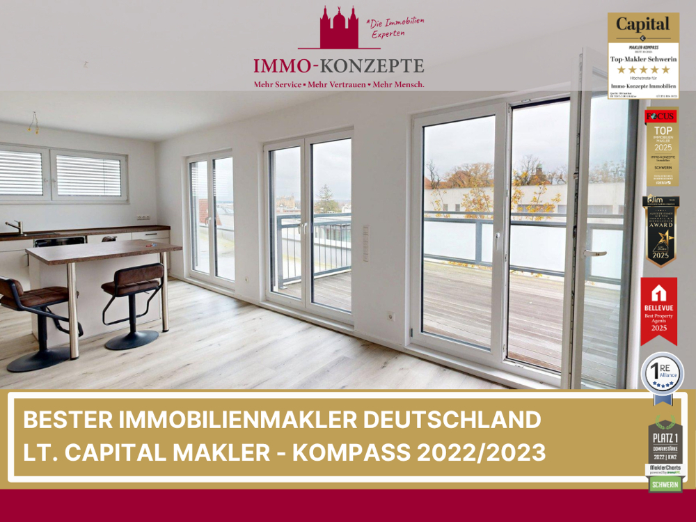 Exklusives Neubau-Maisonette-Penthouse mit Schlossblick, Dachterrasse, Garage in 1A-Lage