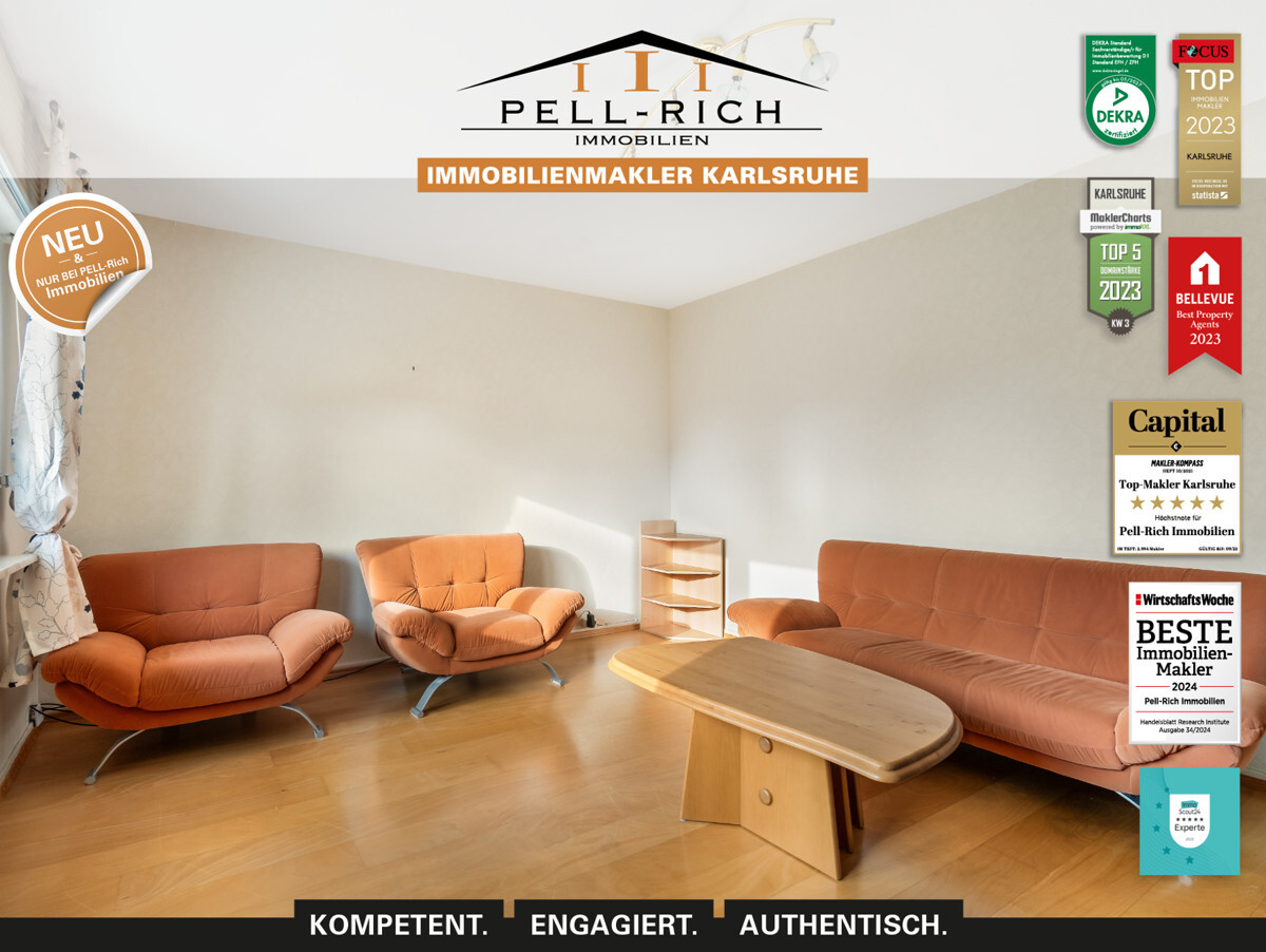 GEMÜTLICH: Helle 2-Zimmer-Wohnung in ruhiger Lage von Karlsruhe-Knielingen