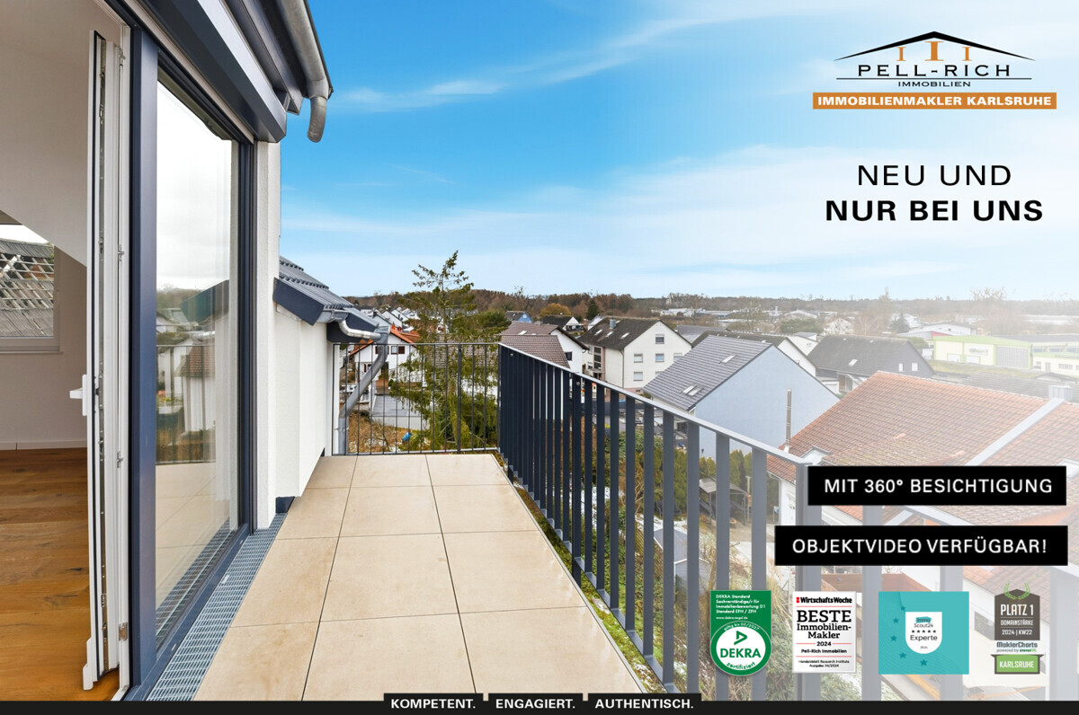 BLICKFANG: DG-Neubauwohnung mit 4 Zimmern, 2 Stellplätzen und Balkon mit wunderschöner Aussicht