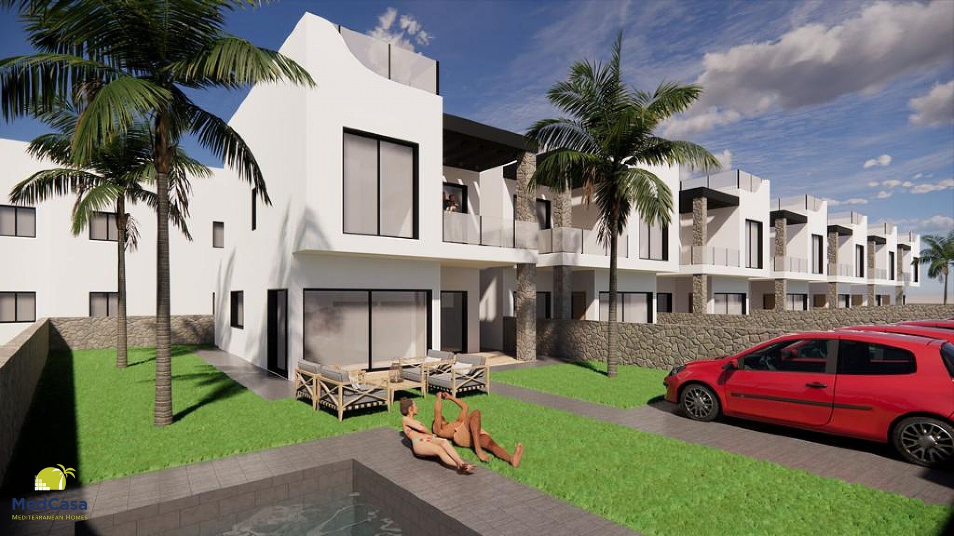 Provisionsfreie Strandvillen: private Anlage mit Pool, Garten & Dachterrasse!