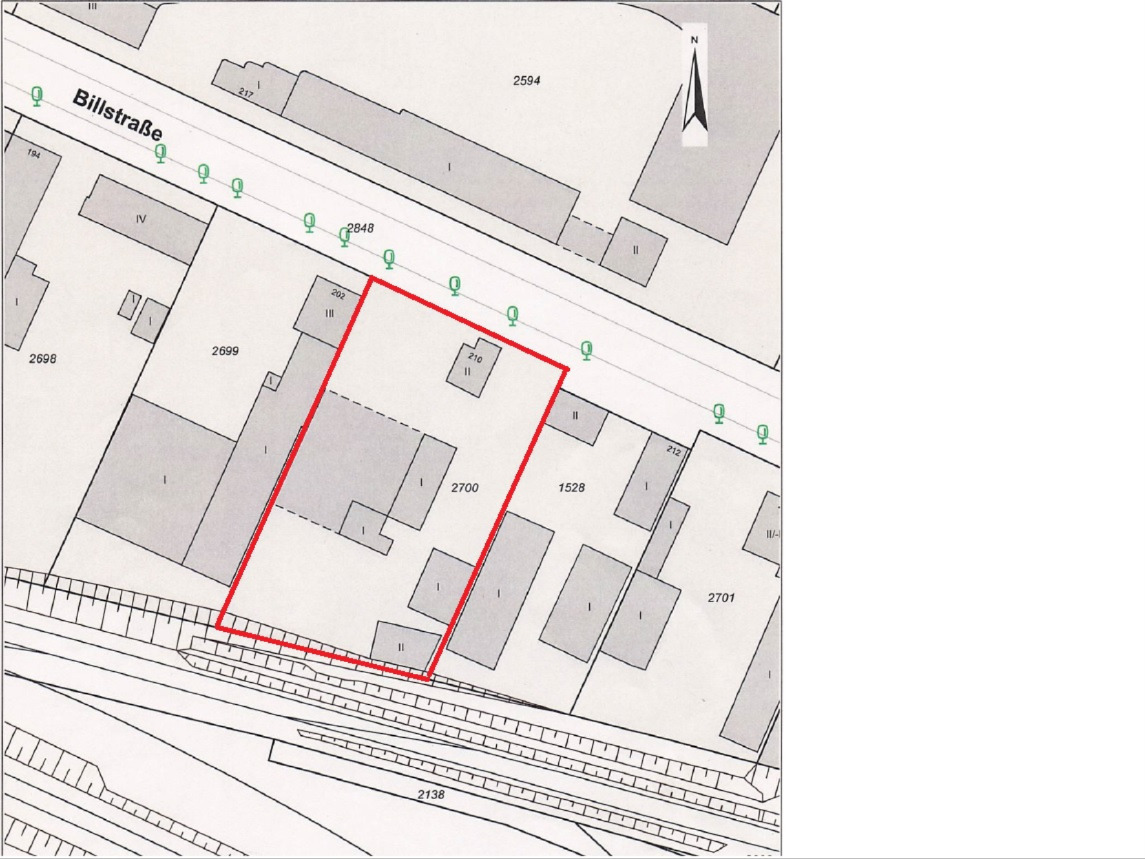 Gewerbegrundstück mit 3 Büros, offene Halle und Freifläche auf ca. 4.120m² im Industriegebiet HH-Billbrook