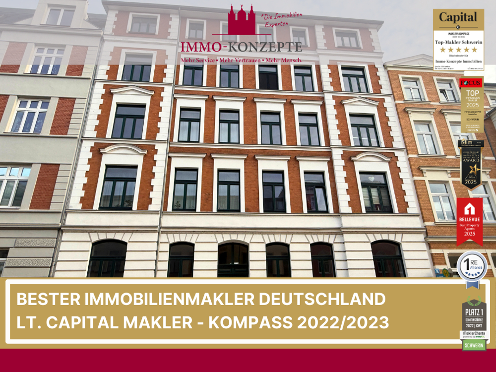 3,3% Rendite: Stilvoll wohnen im sanierten Altbau: 3-Zimmer-Wohnung mit Balkon