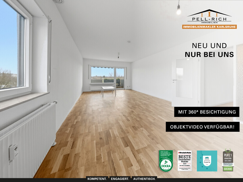 SONNENGLÜCK: Stilvolle 3-Zimmer-Wohnung mit Balkon in Neureut zur Vermietung