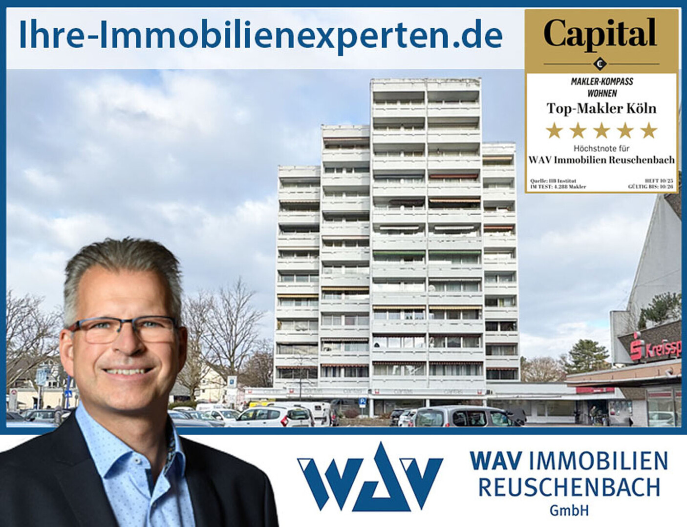 Wohnung in sehr zentraler Lage von Brühl, barrierefrei und 2 Balkone (bezugsfrei)