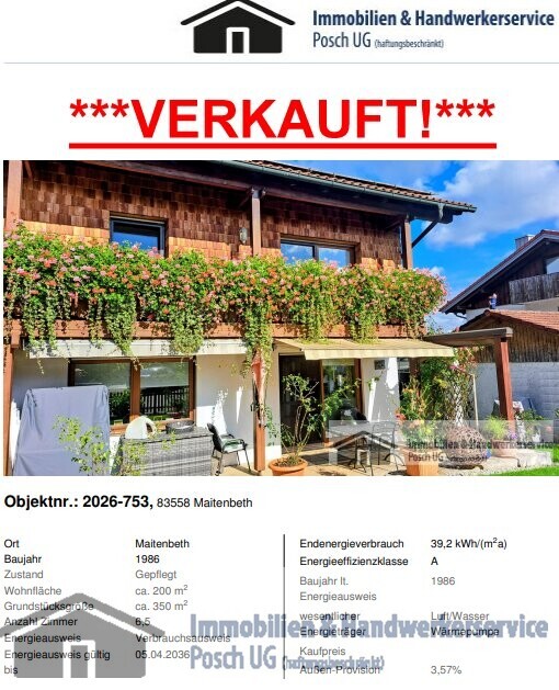 *Gelegenheit* Maitenbeth/DHH 200m² Wfl/350m² Grund PV WP Vollwärmeschutz Lärchenschindelfass