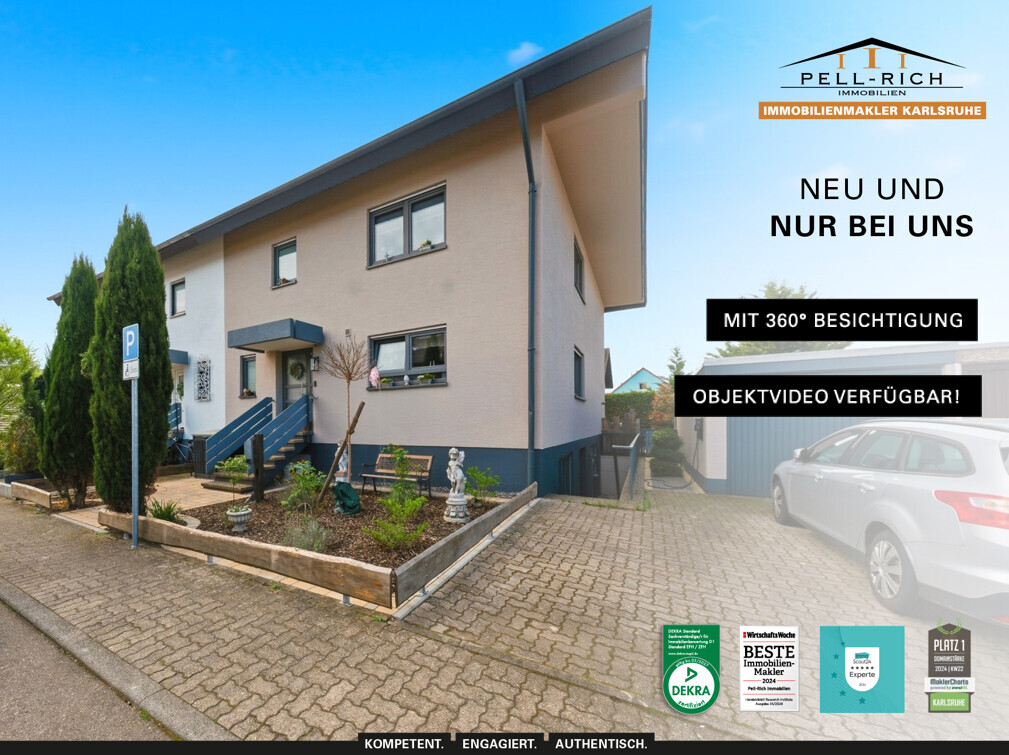 WOHLFÜHLOASE: Gepflegte Doppelhaushälfte in beliebter Wohnlage von Stutensee-Blankenloch mit Garage!