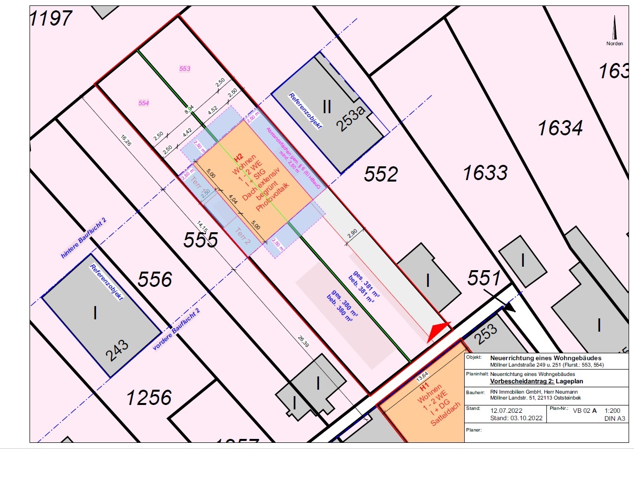 Baugrundstück in Billstedt mit Altbestand. Neubau mit mind. 6WE und ca.504m² BGF möglich. Positiver Bauvorbescheid!