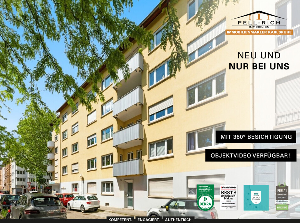 STADTJUWEL: Schicke vollmöbilierte 2-Zimmerwohnung in der Karlsruhe Südstadt mit Balkon
