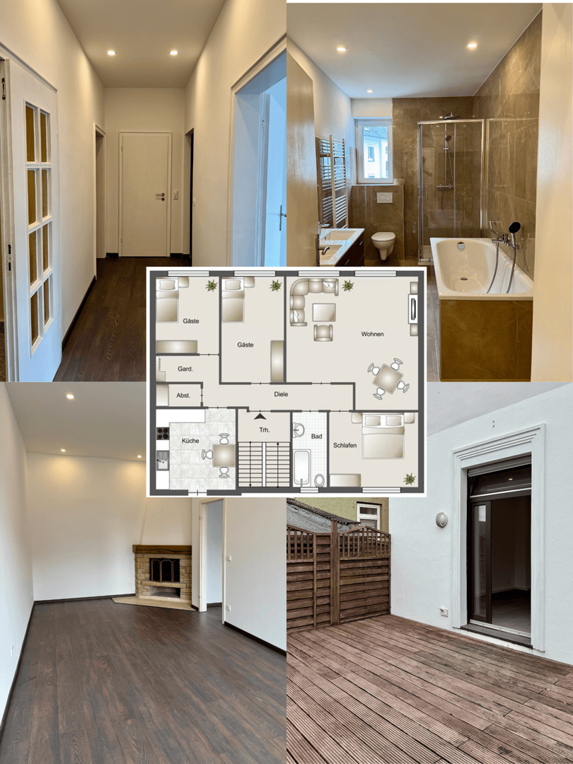 Stilvolle 4-Zimmer-Wohnung mit Terrasse, Küche, Kamin, Ankleide & viel Stauraum