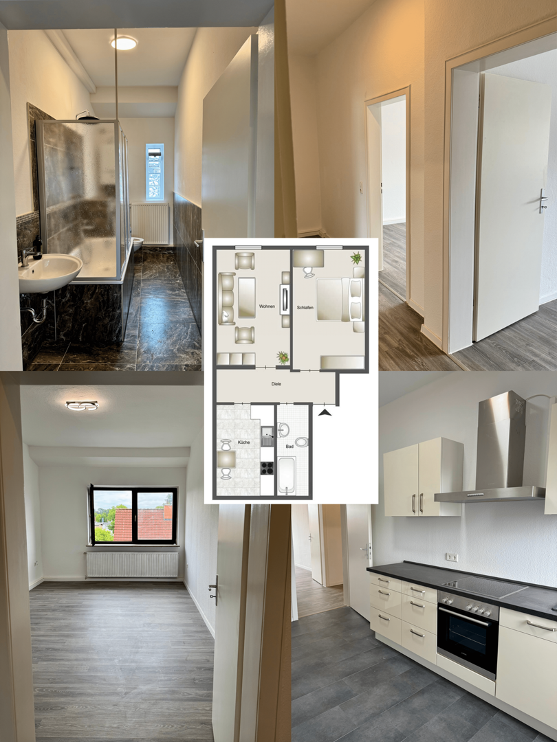 Stilvolle 2-Zimmer-Wohnung mit Großer Küche und schönem Badezimmer