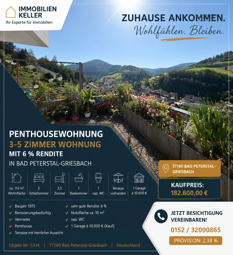 Sonnige Penthousewohnung mit Traumaussicht