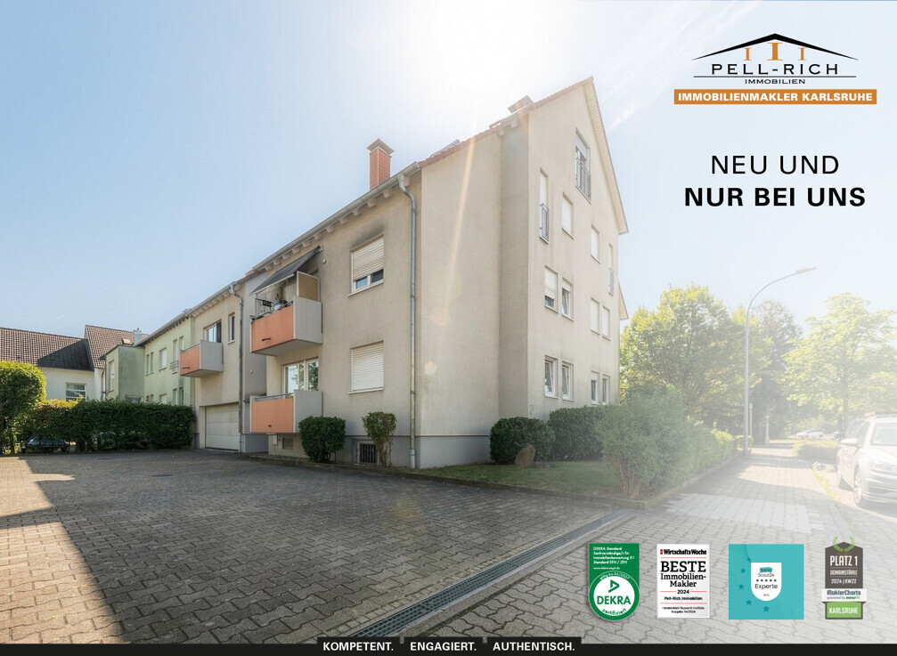 KAPITALANLAGE: Zuverlässig vermietete 2-Zimmer Wohnung mit SW-Balkon und Außenstellplatz KA-Neureut