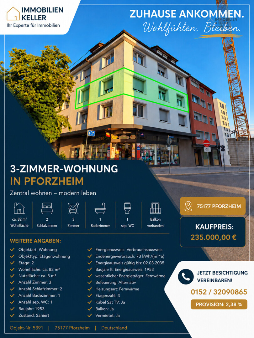 Zentrale 3 Zimmer Wohnung in zentraler Lage